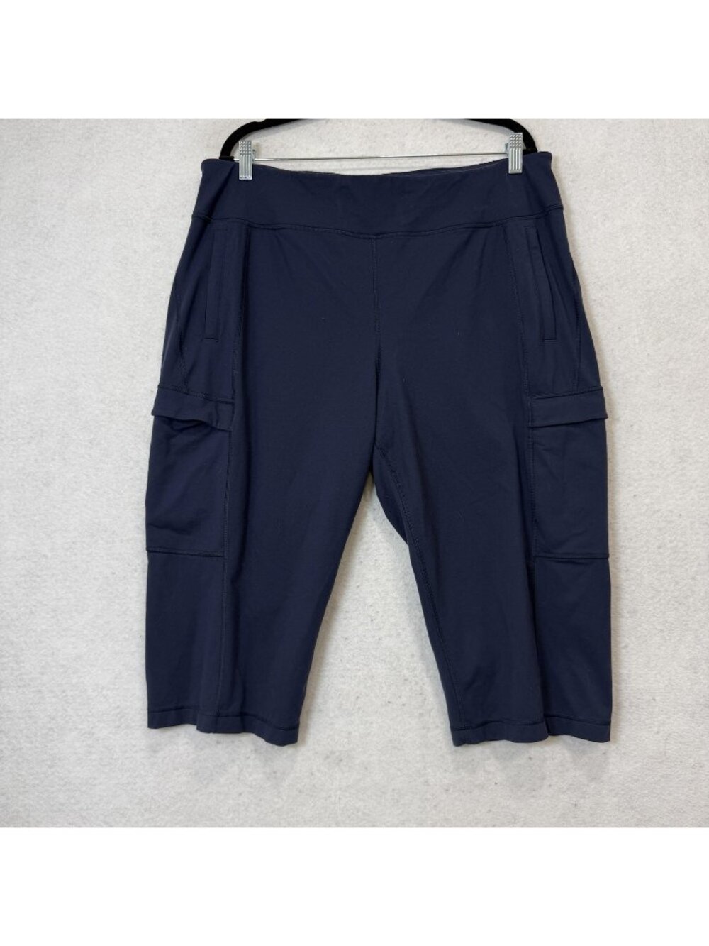 Duluth Trading Co Pants Womens XL Blue Nylon Capri Cargo Elastic Waist Stretch